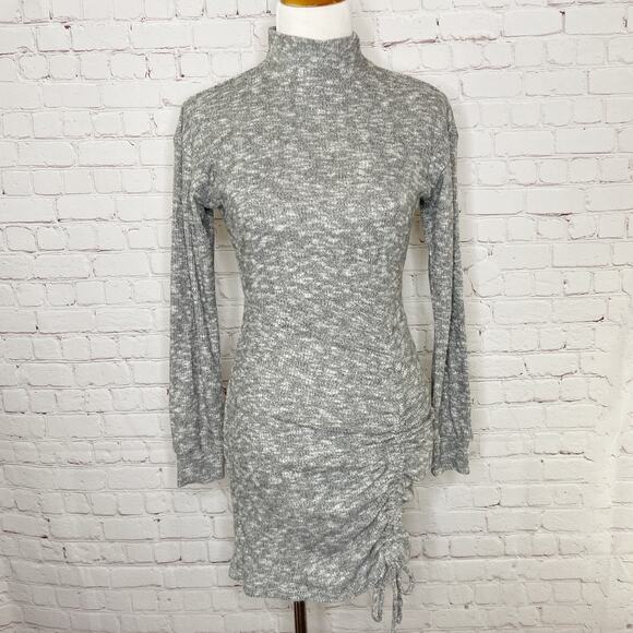 NEW Xhilaration Heather Grey Ruched Long Sleeve Dress XS - Picture 2 of 7